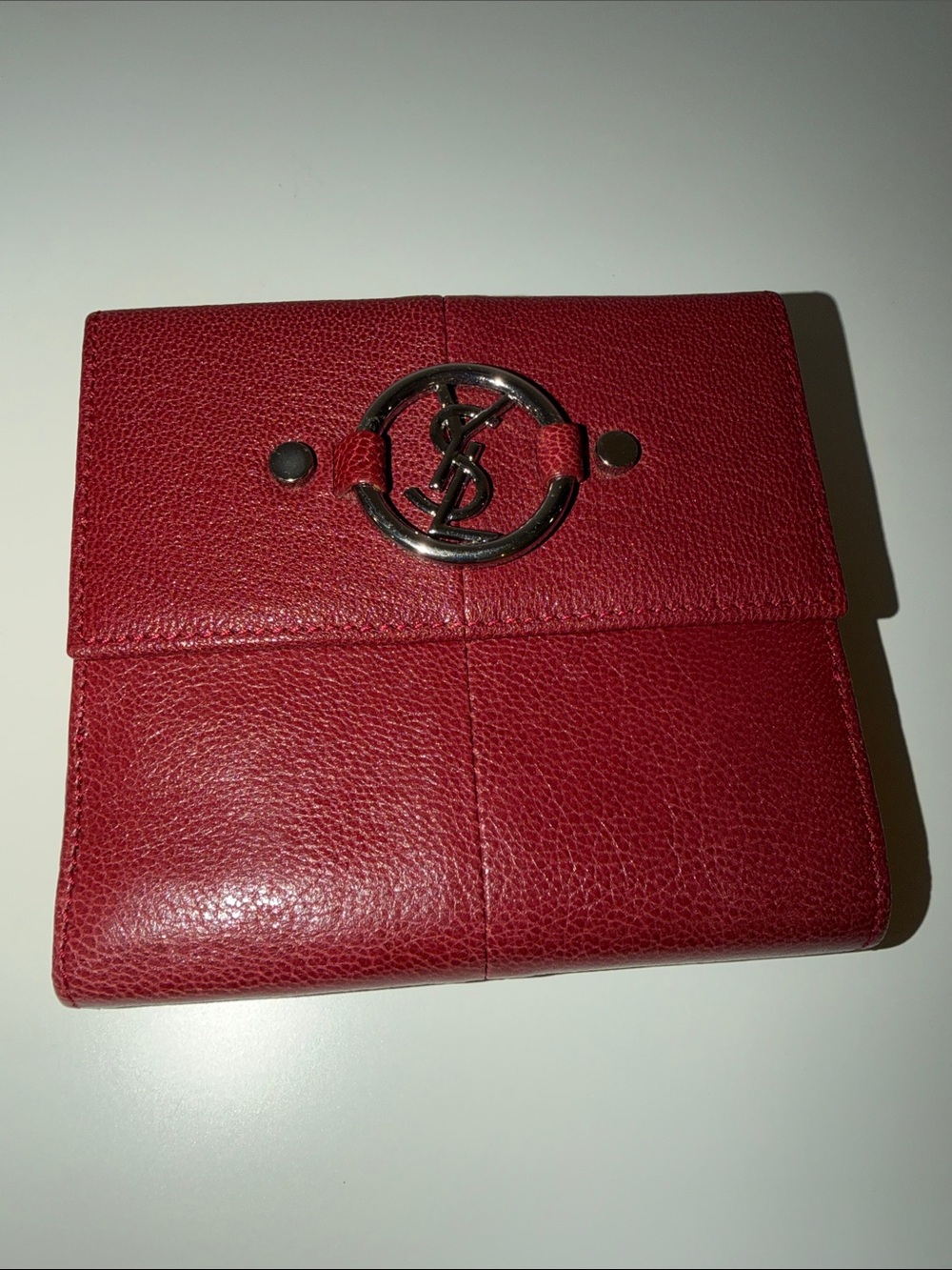 Vintage Yves Saint Laurent Red Burgundy Leather Wallet